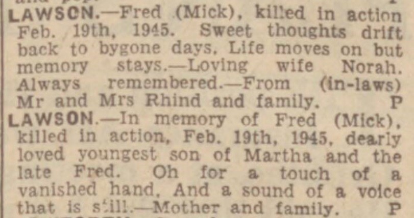 Frederick (Mick) Lawson Frederick (Mick) Lawson