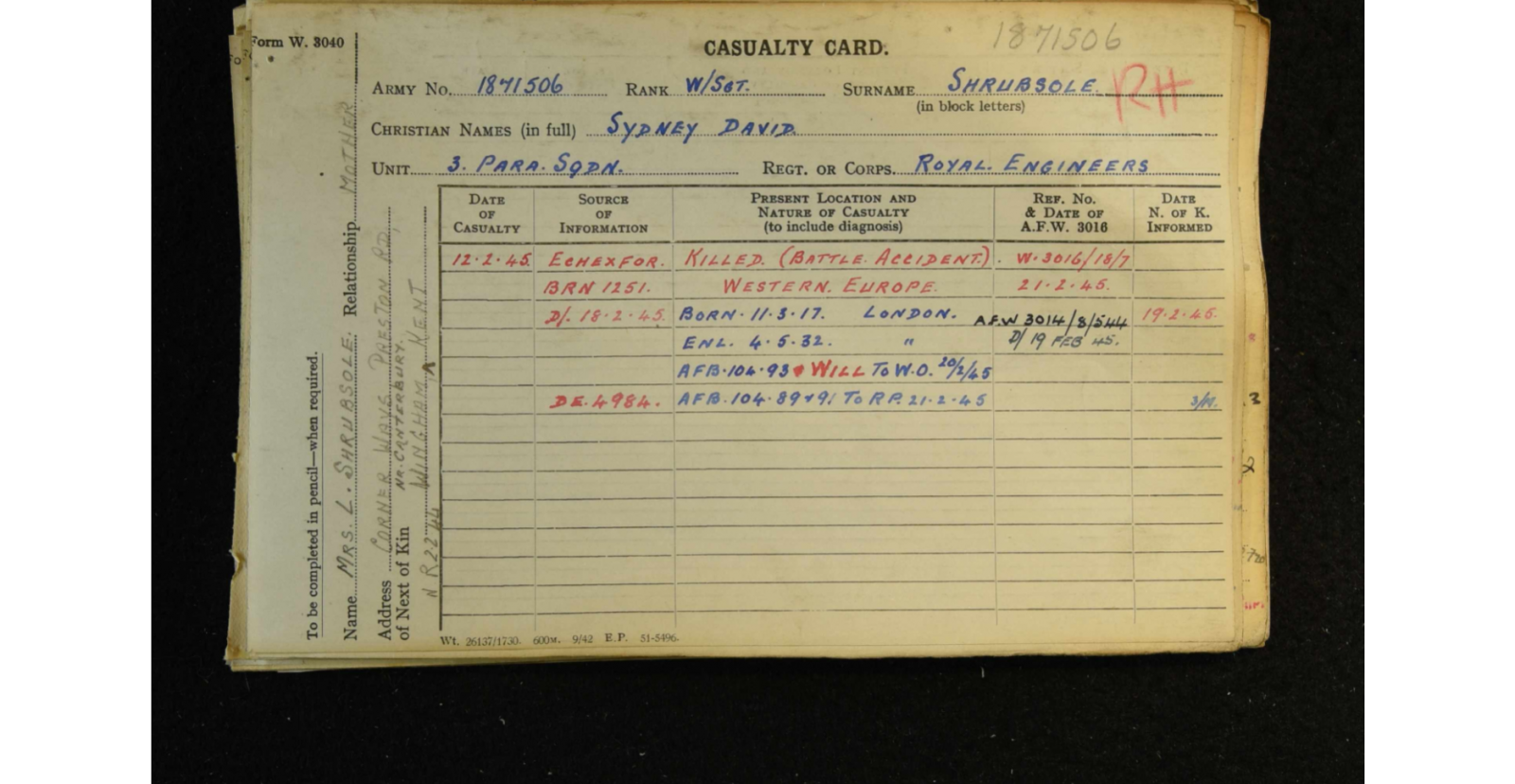 Sydney David Shrubsole MM Sydney David Shrubsole MM