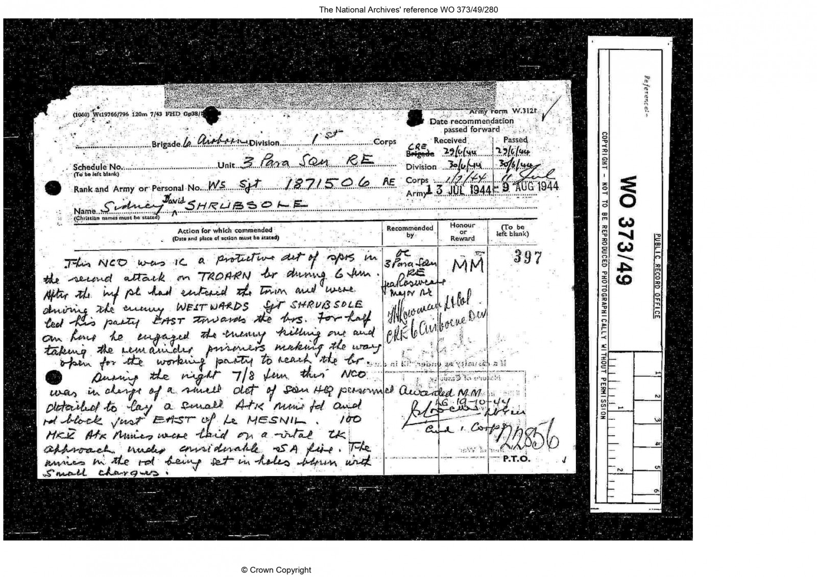 Sydney David Shrubsole MM Sydney David Shrubsole MM