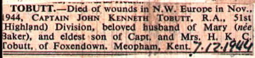 John Kenneth Tobutt John Kenneth Tobutt